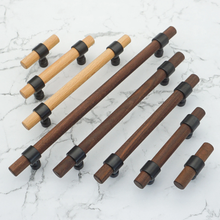 Load image into Gallery viewer, Customizable Wood Drawer Pulls | Walnut &amp; Beech Cupboard &amp; Cabinet Handles, Adjustable Dresser Knobs
