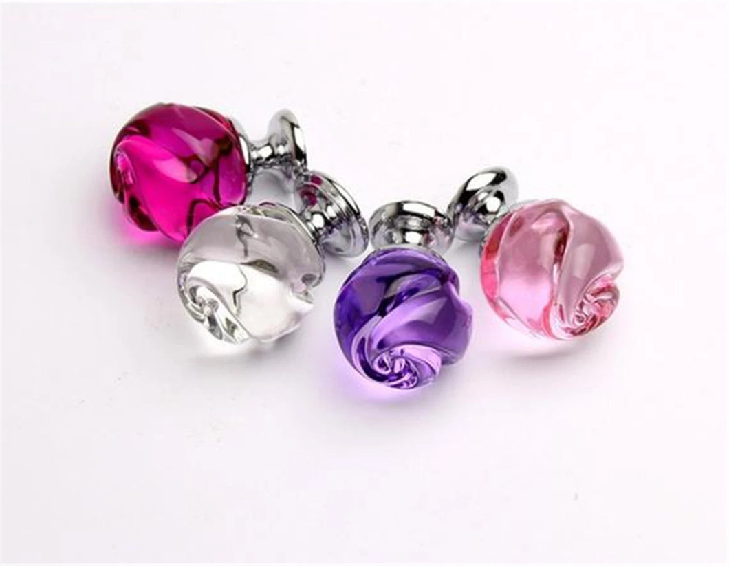 Flower Crystal Glass Knobs | Colorful Pink Purple Rose Red & Transparent Dresser Drawer Pulls, Cabinet Door Hardware