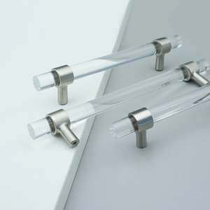 Customizable Clear Acrylic & Brushed Nickel Pulls | Drawer & Dresser Knobs, Cabinet Door & Bathroom Handles, Bar Pull Hardware