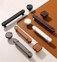 Load image into Gallery viewer, 3.78&quot;, 5&quot; Leather Drawer Pulls | Khaki White Black Knobs, Cabinet Door &amp; Dresser Handles, Kitchen Hardware
