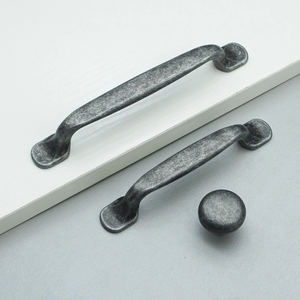 3.78"-5" (96-128mm) Antique Rustic Pewter Round Knobs, Pulls & Handles | Kitchen, Cabinet Door, Drawer & Dresser Hardware