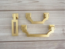Load image into Gallery viewer, 2.5&quot;, 3.75&quot; (64, 96mm) Brushed Gold Brass Vintage Drop Pulls | Dresser &amp; Drawer Knobs, Kitchen Cabinet Door Handles, Hardware

