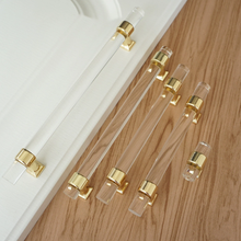 Load image into Gallery viewer, 3.0&quot;, 3.78&quot;, 5.0&quot;, 6.3&quot; Clear Gold Acrylic Knobs &amp; Square Silver Drawer Pulls | Kitchen Cabinet, Wardrobe, Closet &amp; Dresser Handles
