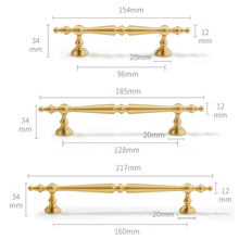 Load image into Gallery viewer, 3.78&quot;, 5&quot;, 6.3&quot; Brushed Brass Kitchen Door Handles | Solid Drawer &amp; Cabinet Pulls, Dresser Knobs &amp; Hardware
