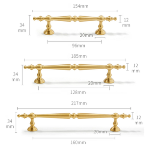 3.78", 5", 6.3" Brushed Brass Kitchen Door Handles | Solid Drawer & Cabinet Pulls, Dresser Knobs & Hardware
