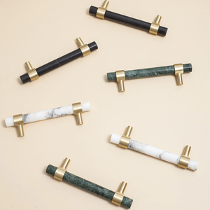 Marble (Black, Green, White) Kitchen Cabinet Pulls | Brass Luxury Dresser Handles, Drawer Knobs, Closet Hardware & Decor