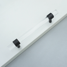 Load image into Gallery viewer, Customizable Clear Acrylic &amp; Black Pulls | Drawer &amp; Dresser Knobs, Cabinet &amp; Bathroom Door Handles, Kitchen Hardware
