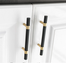 Load image into Gallery viewer, 3.78&quot;, 5.0&quot; Black Brass T Bar Drawer Pulls | Cabinet Door &amp; Closet Wardrobe Handles, Dresser Knobs, Furniture Hardware
