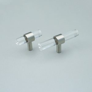 Customizable Clear Acrylic & Brushed Nickel Pulls | Drawer & Dresser Knobs, Cabinet Door & Bathroom Handles, Bar Pull Hardware