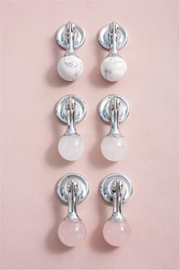 Crystal Stone Ball Drop Knobs, Pulls & Handles (Pink, White, Clear, Red) | Chrome Dresser & Cabinet Door Hardwar