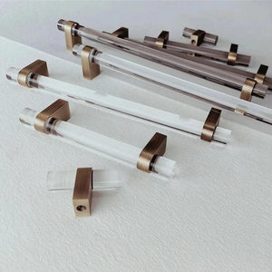 Custom-Size Clear & Smoke Acrylic Knobs, Pulls & Handles with Brass | Drawer, Cabinet Door, Kitchen, Dresser & Bathroom Hardware