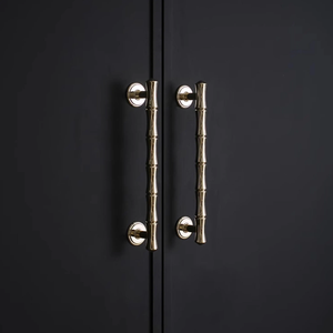 3.78", 5", 6.3", 8.8" Shiny Gold Bamboo Drawer Pulls & Knobs | Unique Dresser Knobs, Closet, Wardrobe & Cabinet Handles