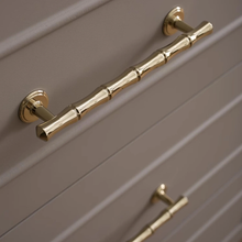 Load image into Gallery viewer, 3.78&quot;, 5&quot;, 6.3&quot;, 8.8&quot; Shiny Gold Bamboo Drawer Pulls &amp; Knobs | Unique Dresser Knobs, Closet, Wardrobe &amp; Cabinet Handles
