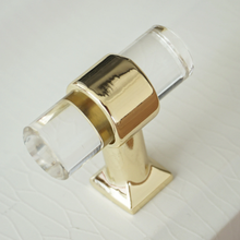 Load image into Gallery viewer, 3.0&quot;, 3.78&quot;, 5.0&quot;, 6.3&quot; Clear Gold Acrylic Knobs &amp; Square Silver Drawer Pulls | Kitchen Cabinet, Wardrobe, Closet &amp; Dresser Handles
