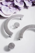 Load image into Gallery viewer, 2.5&quot;, 5&quot; Hammered Chrome Silver Half Moon Pulls | Semicircle Drawer &amp; Dresser Knobs, Cabinet Hardware, Gift-Worthy Handles
