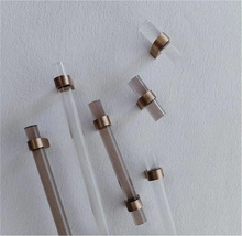 Load image into Gallery viewer, Custom-Size Clear &amp; Smoke Acrylic Knobs, Pulls &amp; Handles with Brass | Drawer, Cabinet Door, Kitchen, Dresser &amp; Bathroom Hardware
