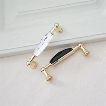 Load image into Gallery viewer, 3.75&quot; 5&quot; Gold Glass Kitchen Cabinet Door Handle Knob Crystal Drawer Pulls Dresser Handles Clear Black Hardware Pull Decor 96 128 mm
