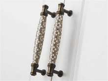 Load image into Gallery viewer, 3.78&quot;, 5&quot; (96, 128mm) Ceramic Drawer Pulls | Rural Chic Brown, White &amp; Brass/Bronze Vintage Kitchen &amp; Cabinet Handles, Dresser Knobs
