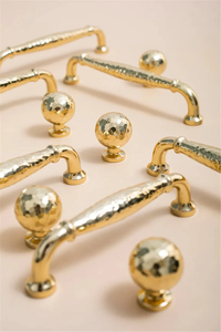 3.78", 5" Hammered Gold Brass Kitchen Pulls | Luxurious Cabinet Door & Dresser Knobs, Wardrobe & Drawer Handles