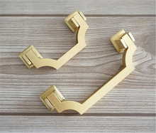 Load image into Gallery viewer, 2.5&quot;, 3.75&quot; (64, 96mm) Brushed Gold Brass Vintage Drop Pulls | Dresser &amp; Drawer Knobs, Kitchen Cabinet Door Handles, Hardware
