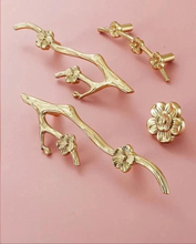 Load image into Gallery viewer, Gorgeous Flower &amp; Branch Solid Brass Knobs, Pulls &amp; Handles | Unique Art Deco Cabinet, Drawer &amp; Dresser Hardware
