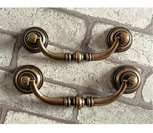 Load image into Gallery viewer, 3.5&quot;-4.1&quot; (90-105mm) Antique Bronze Drop Bail Knobs, Pulls &amp; Handles | Dresser, Drawer, Kitchen Cabinet &amp; Furniture Hardware
