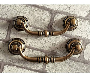 3.5"-4.1" (90-105mm) Antique Bronze Drop Bail Knobs, Pulls & Handles | Dresser, Drawer, Kitchen Cabinet & Furniture Hardware