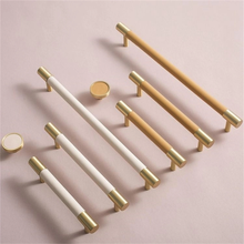 Load image into Gallery viewer, 3.78&quot;, 5&quot;, 8.8&quot; Solid Brass &amp; Leather Cabinet Pulls | Colorful Modern Black &amp; Blue Drawer Knobs, Wardrobe &amp; Dresser Kitchen Hardware, Decor
