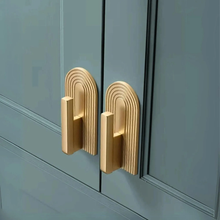 Load image into Gallery viewer, Track Design Brushed Brass Drawer Pulls | Unique Kitchen Cabinet &amp; Wardrobe Cupboard Handles, Dresser Knobs, Pulls
