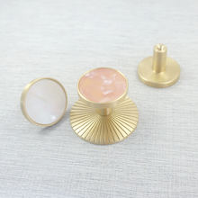 Load image into Gallery viewer, Modern Brass &amp; Acrylic Drawer Knobs | Dresser &amp; Kitchen Cabinet Pulls, Hardware Handles
