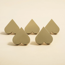 Load image into Gallery viewer, Brass Heart Knobs | Cabinet &amp; Drawer Pulls, Dresser &amp; Kitchen Cupboard Handles, Furniture Hardware
