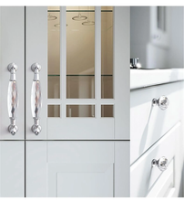 Load image into Gallery viewer, 3.78&quot;, 5&quot; (96, 128mm) Glass &amp; Crystal Dresser Handles | Chrome Clear Silver Black Modern Drawer Pulls, Cupboard &amp; Cabinet Knobs, Home Hardware
