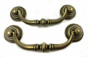 3.5"-4.1" (90-105mm) Antique Bronze Drop Bail Knobs, Pulls & Handles | Dresser, Drawer, Kitchen Cabinet & Furniture Hardware