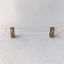 Load image into Gallery viewer, Custom-Size Clear &amp; Smoke Acrylic Knobs, Pulls &amp; Handles with Brass | Drawer, Cabinet Door, Kitchen, Dresser &amp; Bathroom Hardware
