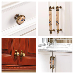 3", 3.78", 5" Vintage Aged Brass & Ceramic Knobs & Pulls | Drawer, Dresser, Kitchen & Cabinet Handles