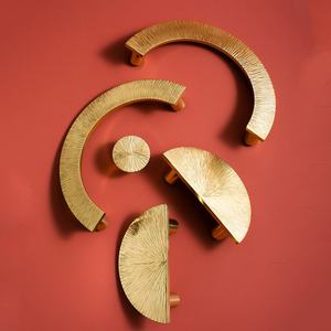 2.5", 5.0" Solid Brass Hammered Semicircle Pulls | Drawer & Cabinet Door Handles, Dresser & Wardrobe Knobs, Hardware