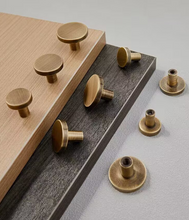 Load image into Gallery viewer, French Round Antique Brass Walnut Pulls | Retro  Cabinet Drawer Handles
