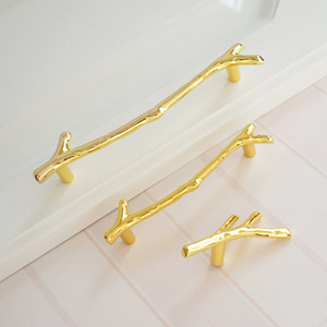 3.75", 5" Shiny Gold Branches & Twigs Cabinet Handles | Drawer Pulls, Dresser Knobs, Closet Handles, Furniture Hardware