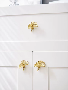 Ginkgo Biloba Leaf Brass Knobs | Cabinet & Drawer Pulls, Kitchen Handles, Cabinet Hardware