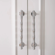 Load image into Gallery viewer, 3.78&quot;, 5&quot;, 6.3&quot;, 8.8&quot; Bamboo &amp; Chrome Cabinet Pulls &amp; Knobs | Unique Drawer Handles, Closet &amp; Wardrobe Dresser Knobs
