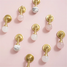 Load image into Gallery viewer, Crystal Stone &amp; Brass Knobs, Pulls &amp; Handles (Pink, White, Clear) | Ball Drop Design for Dresser, Drawer &amp; Cabinet Door Hardware
