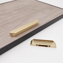 Load image into Gallery viewer, 1 1/4&quot;, 2 1/2&quot; (32, 64mm) Brushed Brass Cabinet Pulls | Dresser &amp; Drawer Handles, Kitchen Pulls, Cabinet Door Hardware
