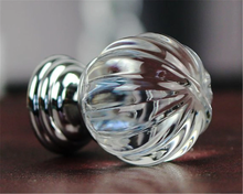 Load image into Gallery viewer, Pumpkin Glass &amp; Crystal Knobs | Clear Chrome Silver Dresser &amp; Drawer Pulls, Cabinet &amp; Cupboard Door Handles, Hardware
