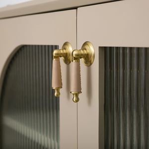 Brass Leather (Pink, Black, Blue, Brown Cowhide) Knobs | Cabinet, Door, Drawer & Dresser Hardware
