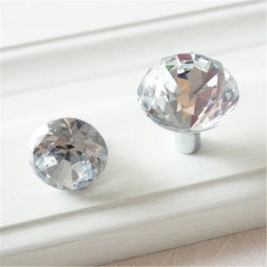 Bling Glass & Crystal Drawer Knobs | Silver Chrome Clear Dresser Handles | Cabinet Pulls with BackPlate | Furniture Hardware