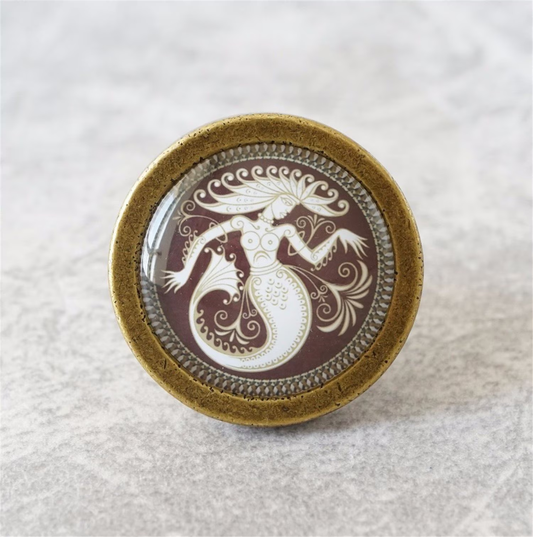 Retro Mermaid Handmade Chic Knobs & Pulls | Drawer, Dresser, Cupboard, Kitchen Cabinet & Door Furniture Hardware