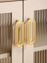 Load image into Gallery viewer, Brass Luxury Gold Cabinet Pulls, Modern Minimalist Nordic Handles for Wardrobe, Drawer, Cupboard, Shoe &amp; Wine Cabinet
