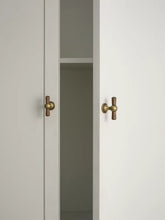 Load image into Gallery viewer, Solid Wood Brass Cabinet Knobs, Round Ball Walnut Antique Bronze Small Handles for Furniture Cabinets Drawers
