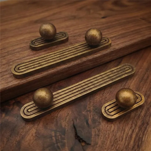 Load image into Gallery viewer, Vintage Cabinet Pulls with Backplate | Antique Gold Ball Bar Handles for Kitchen &amp; Wardrobe

