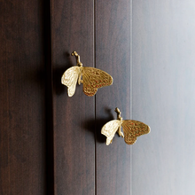 Load image into Gallery viewer, Solid Brass Gold Butterfly Cabinet Knobs &amp; Pulls | Custom Engraved Animal Drawer Handles for Kitchen &amp; Closet
